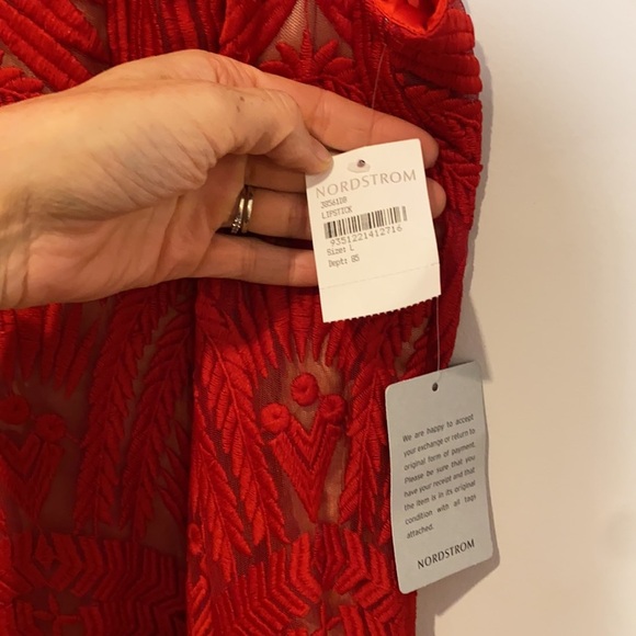 Bardot Nordstrom Red Lace Body Con Dress - Picture 4 of 5